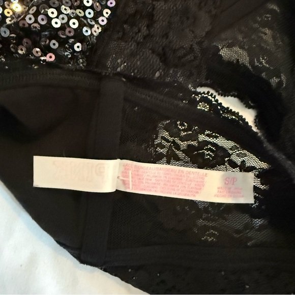 Like New PINK Victoria's Secret Sequin Bling Black Fashion Show Bandeau Bra Top - Picture 4 of 5